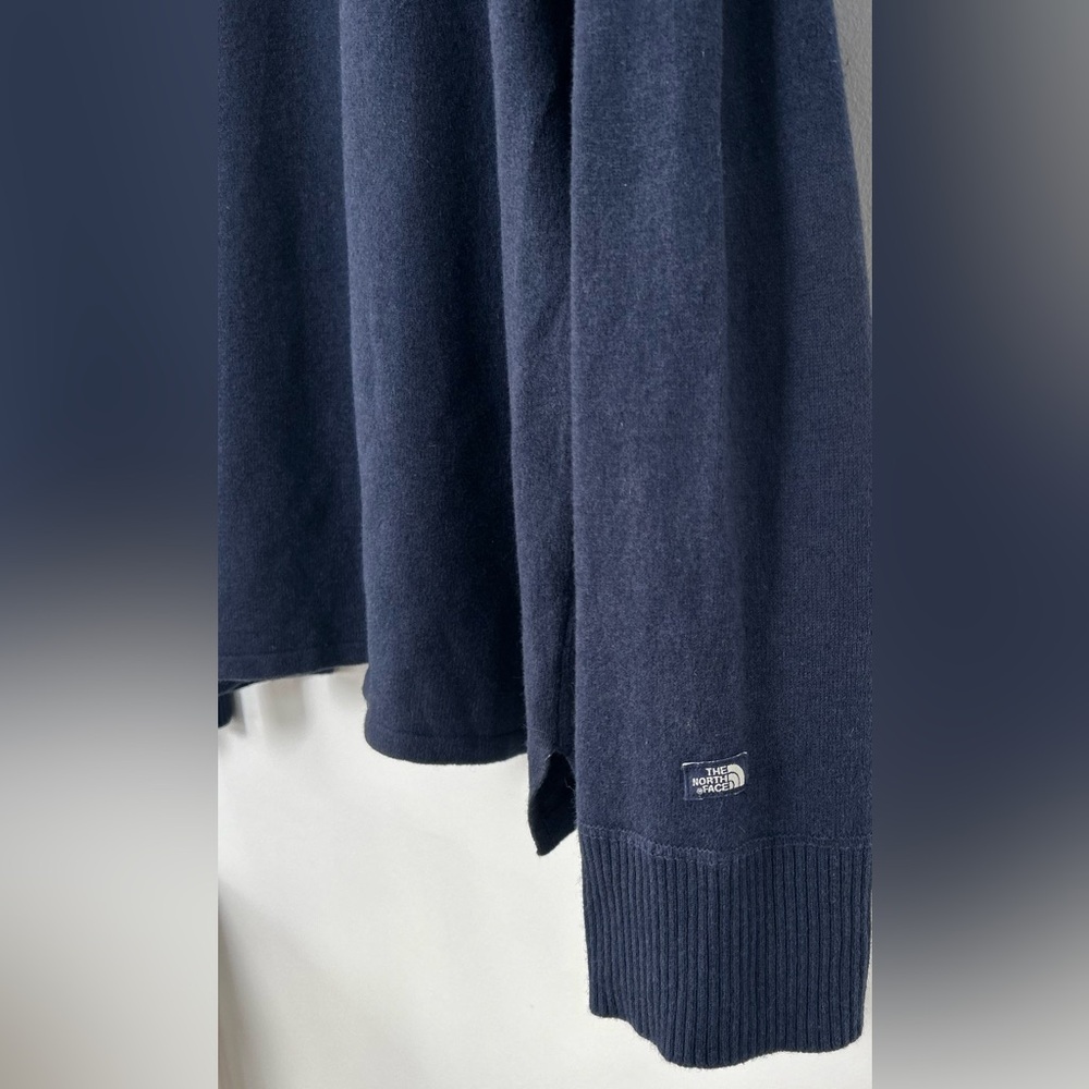 The North Face Men’s 1/4 Zip Sweater Large Navy Wool Blend Pullover - Picture 4 of 6